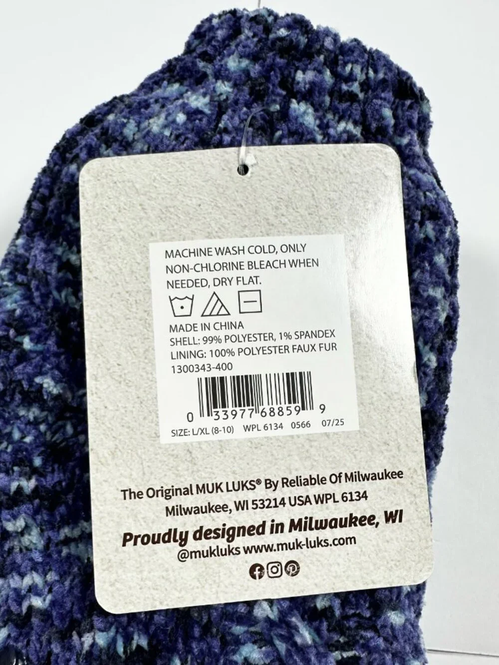 Muk Luks Slipper Socks L/XL (8 X 10)‎ Infused Blue/Purple/Multi Colored NWT